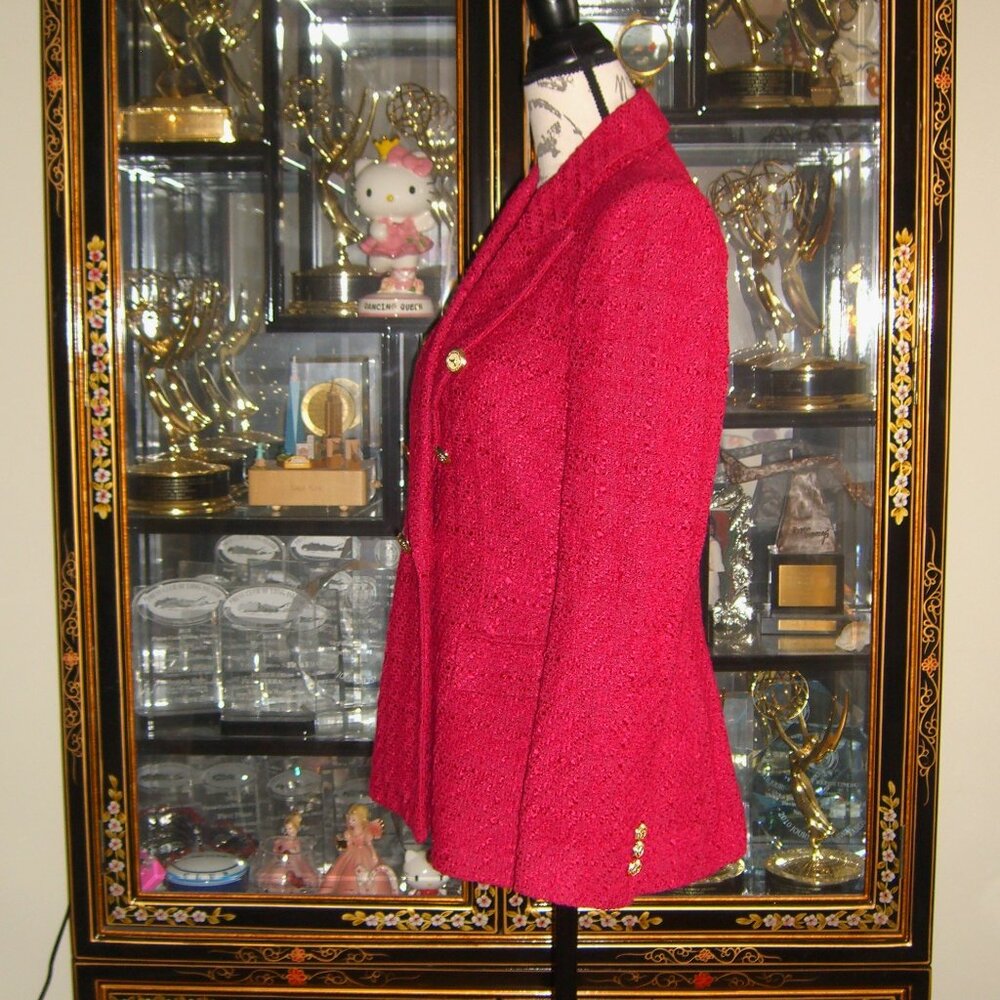 NWOT ZARA FUSCHIA DOUBLE BREASTED TEXTURED JACKET M - Picture 2 of 5